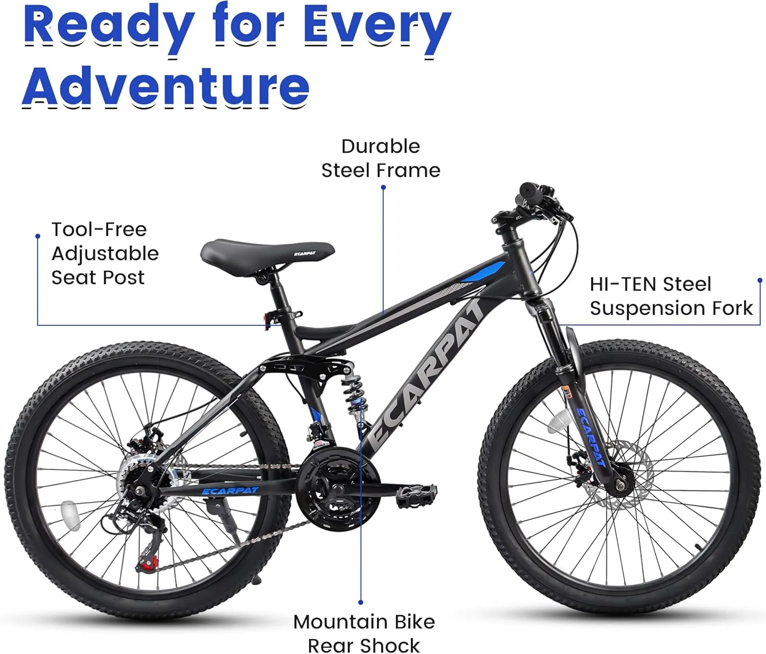 24 Inch Mountain Bike Boys Girls, Dual Full Suspension Children Bicycle to School, 21-Speed Kids Bike for 10  Years Old, Gift for Your Kids.