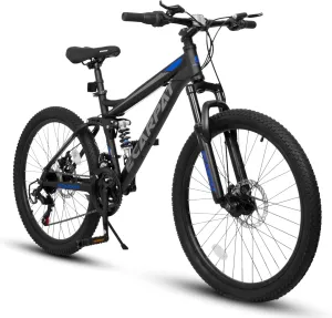 24 Inch Mountain Bike Boys Girls, Dual Full Suspension Children Bicycle to School, 21-Speed Kids Bike for 10  Years Old, Gift for Your Kids.