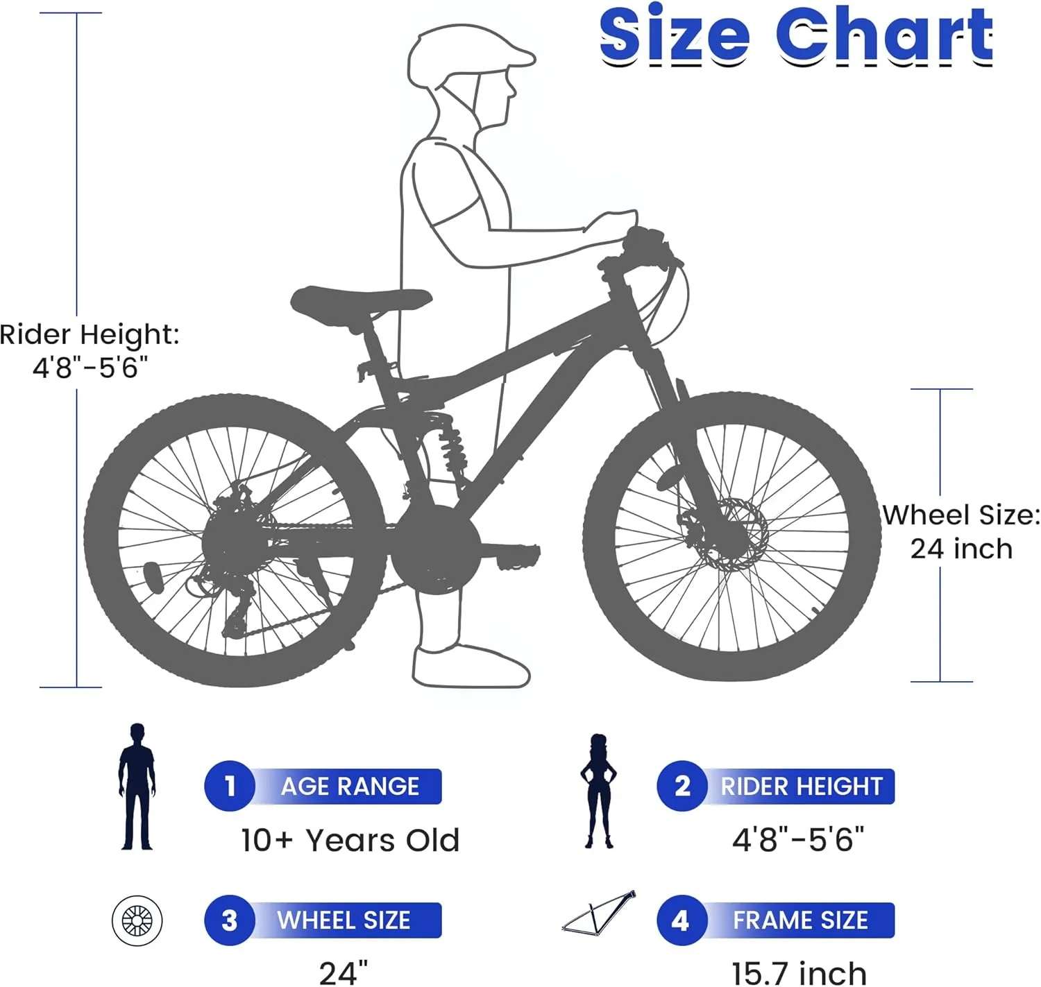 24 Inch Mountain Bike Boys Girls, Dual Full Suspension Children Bicycle to School, 21-Speed Kids Bike for 10  Years Old, Gift for Your Kids.