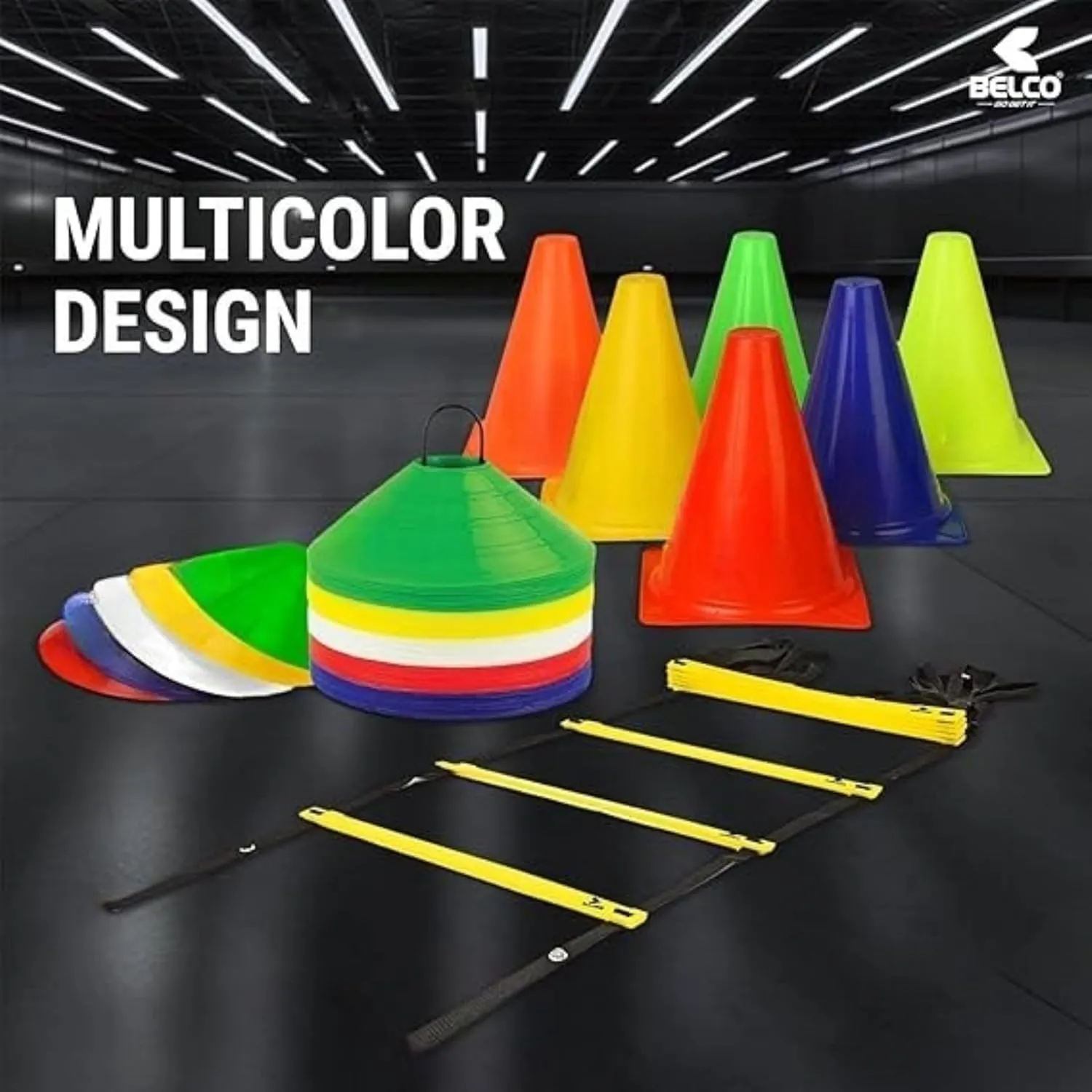 6 Inch PVC Cones Pack 6, 20 Space Markers Agility Combos Multicolour Marker Cone for Soccer, Skating, Football, Indoor and Outdoor Games
