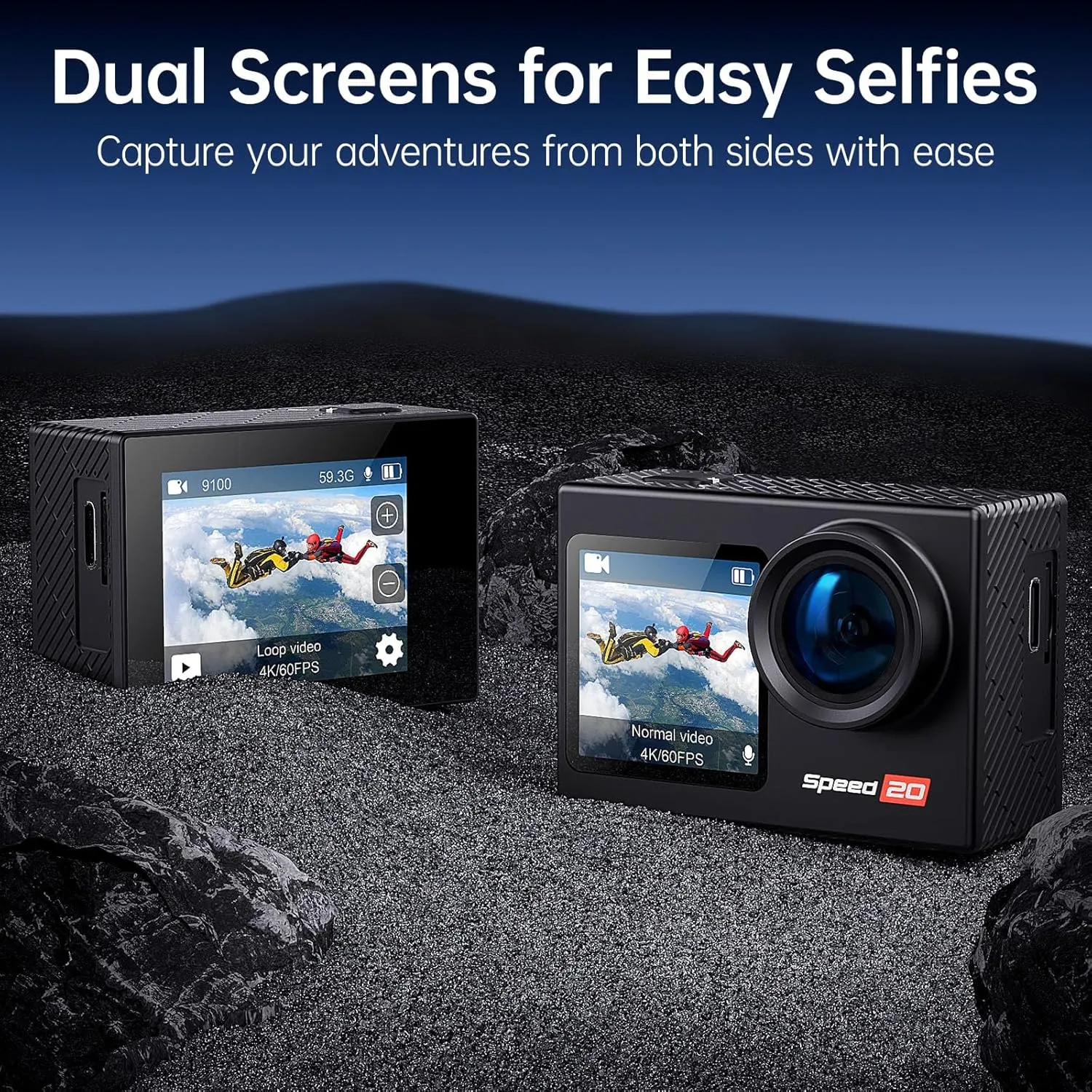 Action Camera 4K60FPS 20MP with Touch Screen EIS Remote Control 131 FT Underwater Camera 5X Zoom Support Video&Photo Editing External Microphone Vlog Camera