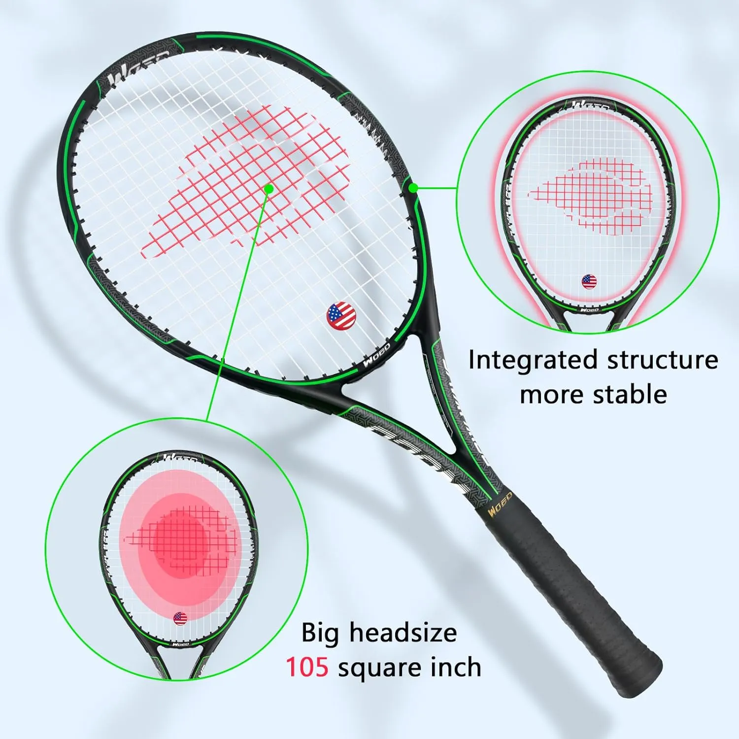 Adult 2 Player Tennis Racket Perfect for Beginner and Professional Players, 27 Speed Tennis Racquet Include Overgrips, Tennis Bag, Vibration Dampes, Covers