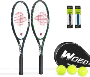 Adult 2 Player Tennis Racket Perfect for Beginner and Professional Players, 27 Speed Tennis Racquet Include Overgrips, Tennis Bag, Vibration Dampes, Covers