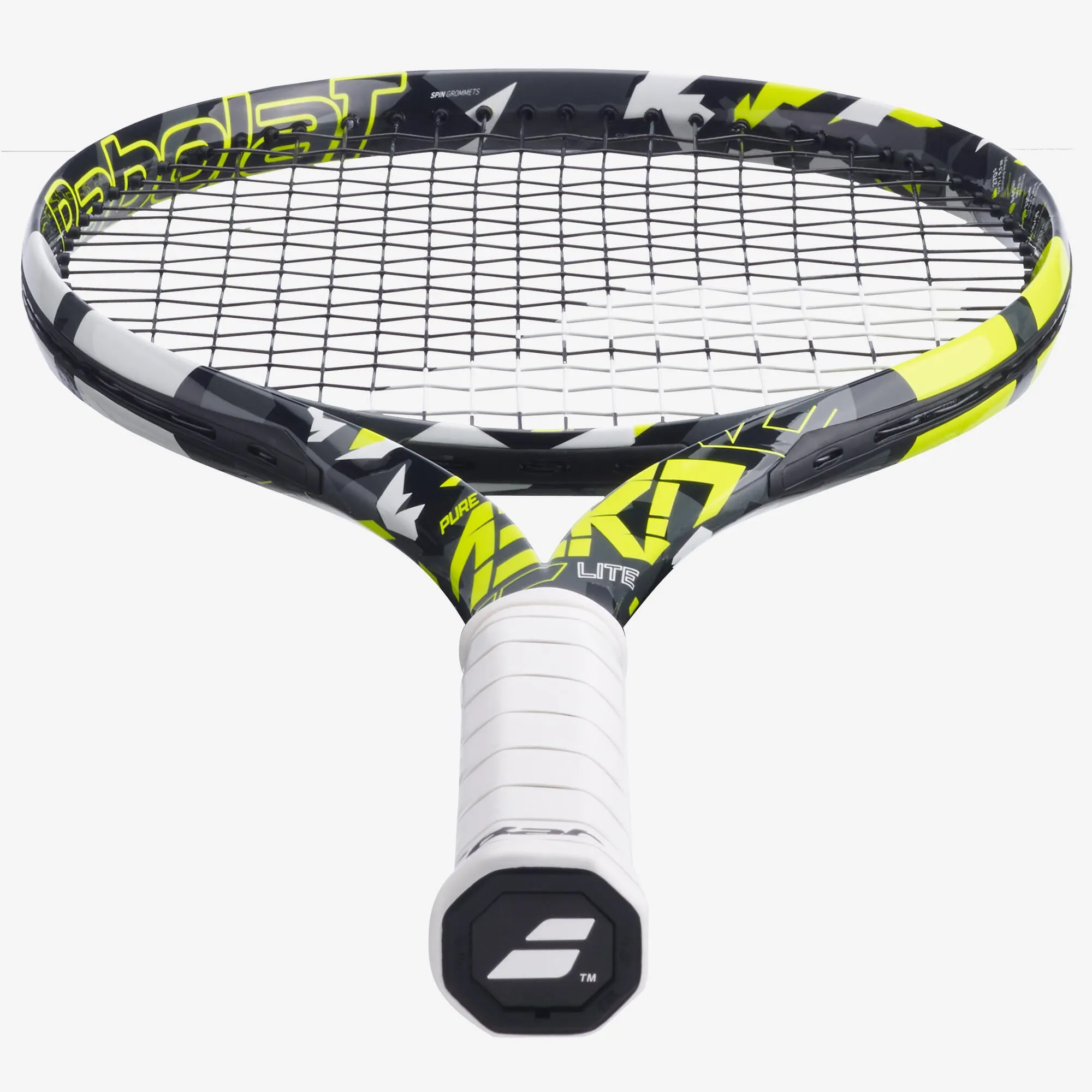 Adult tennis racket Baboloat - Pure Aero Lite Grey/Yellow 270 g BABOLAT dark grey/neon yellow/white