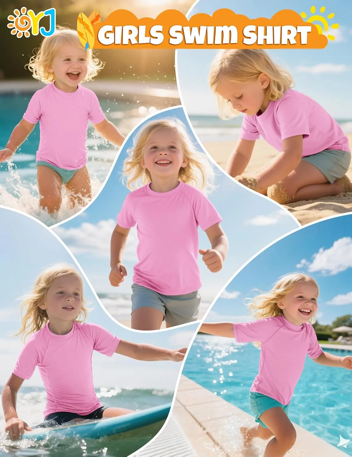 Boys Rash Guard Short Sleeve Swim Shirt UPF  50 Rashguard for Toddler Teens Water Sun Shirts Swim Wear Quick Dry