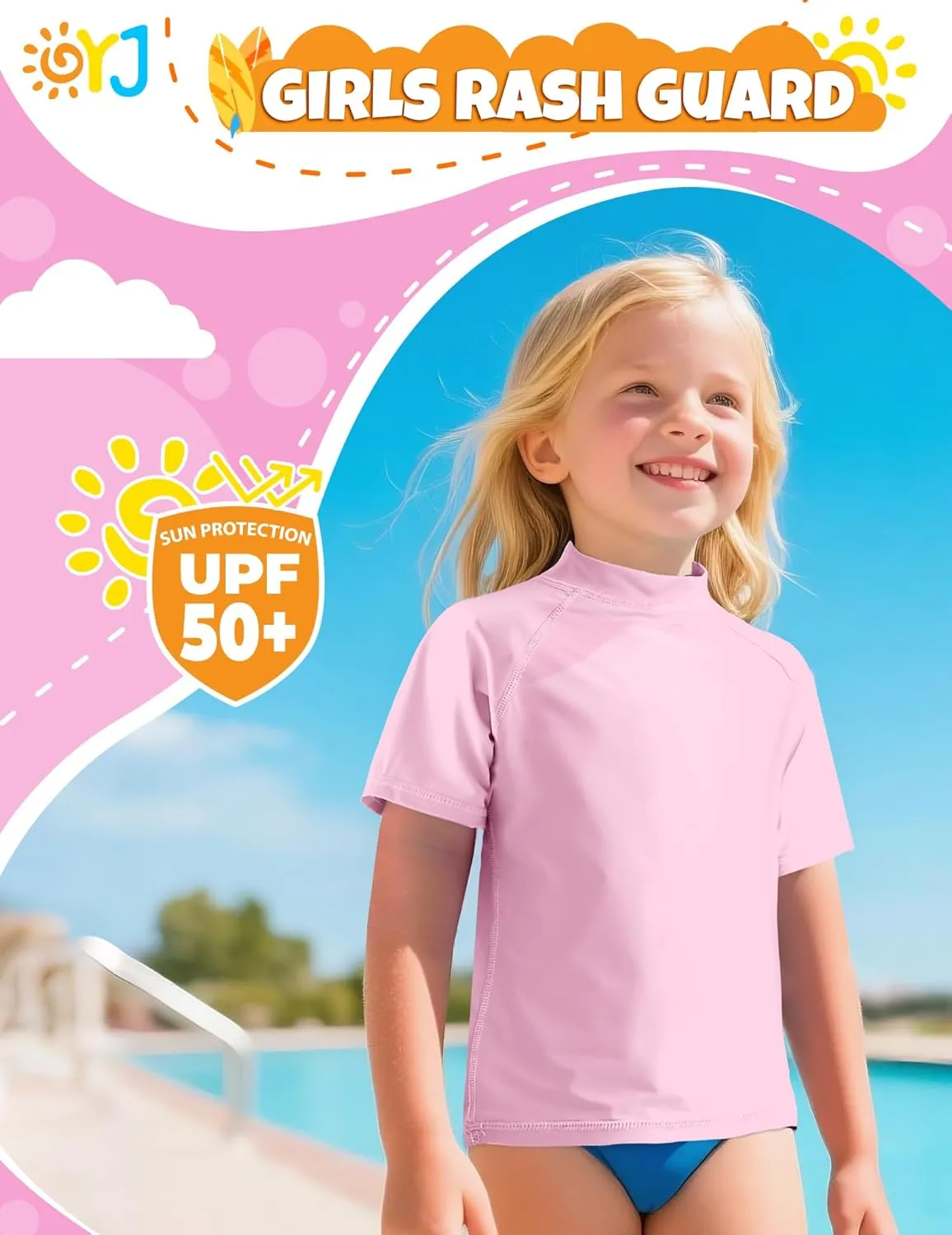 Boys Rash Guard Short Sleeve Swim Shirt UPF  50 Rashguard for Toddler Teens Water Sun Shirts Swim Wear Quick Dry