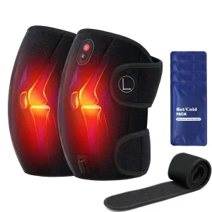 CooCoCo Knee Massager with Heat/Cold, Heating Pad for Knee Pain Relief, Gifts for Men Women Dad Mom, Heated Knee Warmers Wrap with Vibration