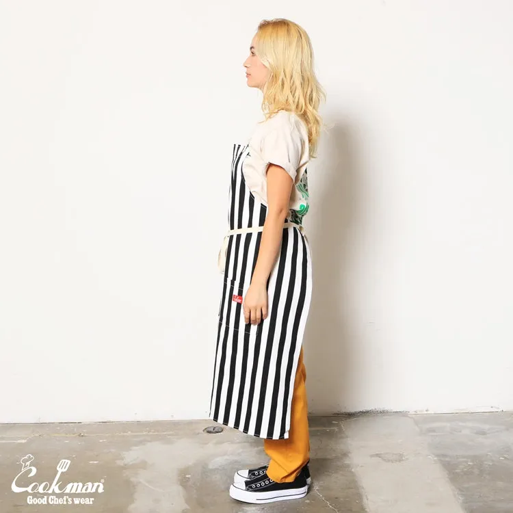 Cookman Long Apron - Wide stripe : Black