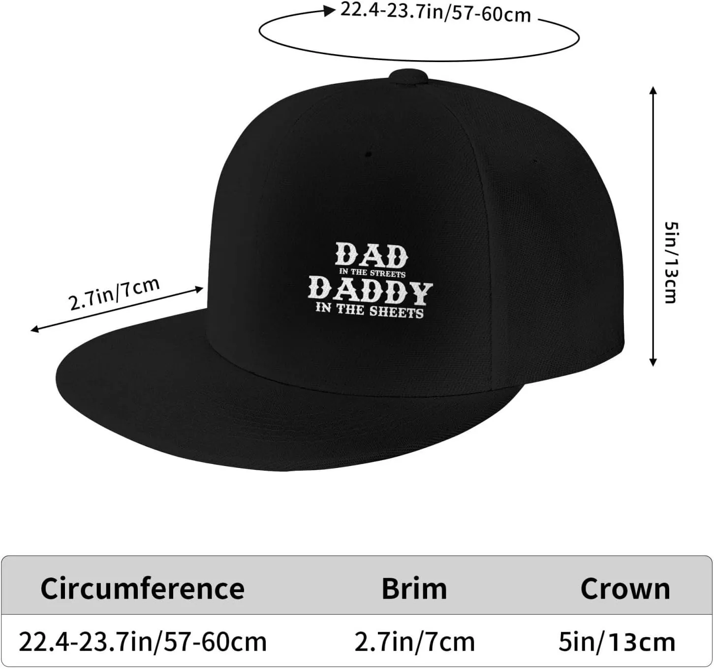 Dad in The Streets Daddy in The Sheets Hat Adjustable Snapback Flat Bill Hats Funny Baseball Cap Men Women