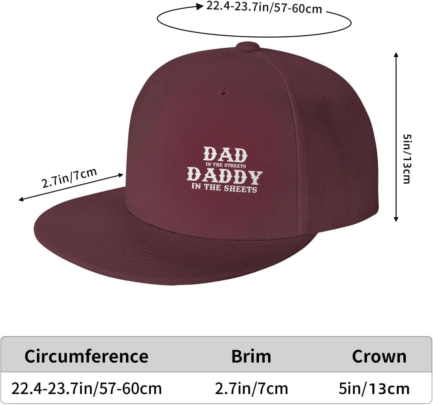 Dad in The Streets Daddy in The Sheets Hat Adjustable Snapback Flat Bill Hats Funny Baseball Cap Men Women