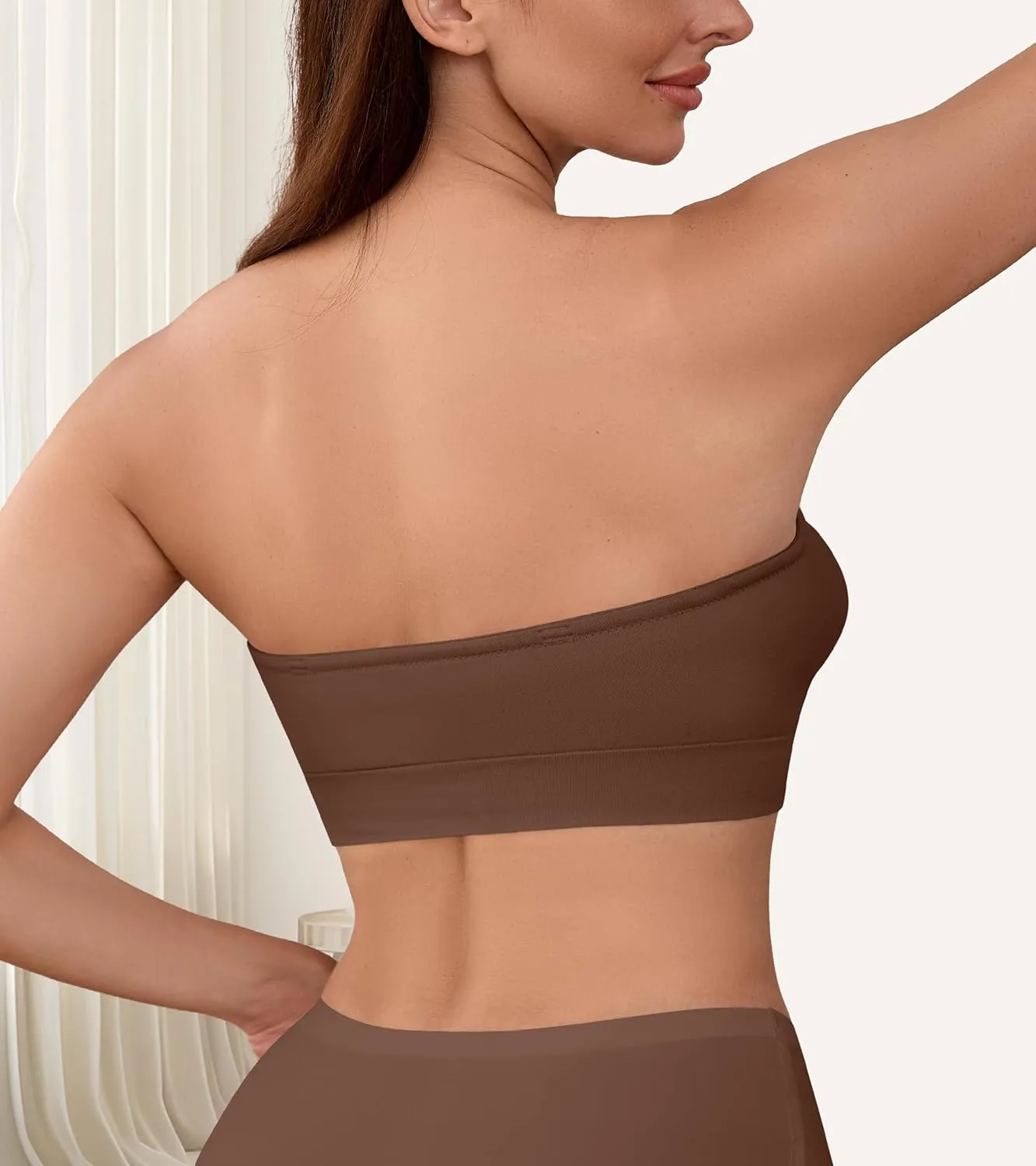 DEANGELMON Strapless Bras for Women Comfort Non-Slip Seamless Padded Bralette Clear Straps Wireless Tube Top Bra