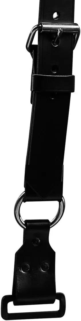 Firefighter Leather Suspenders with Loop with ABS Ring Attachment 4-Point Connection with Adjustable Straps