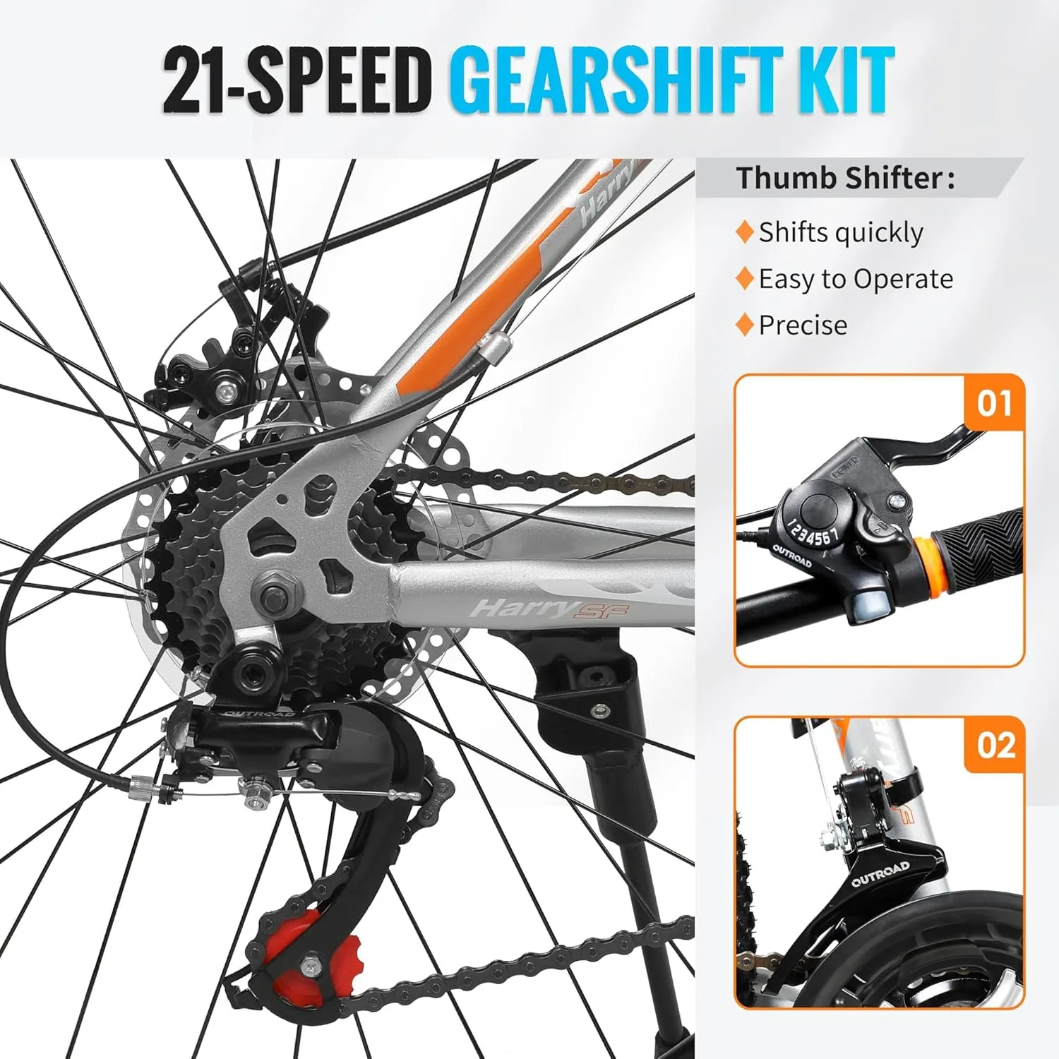 Hardtail Mountian Bikes with 7/21 Speeds Drivetrain, 26 Inch Wheel Mountian Bicycles with Front Suspension, Widened Frame Commuting Bikes with V/Dual Disc Brakes