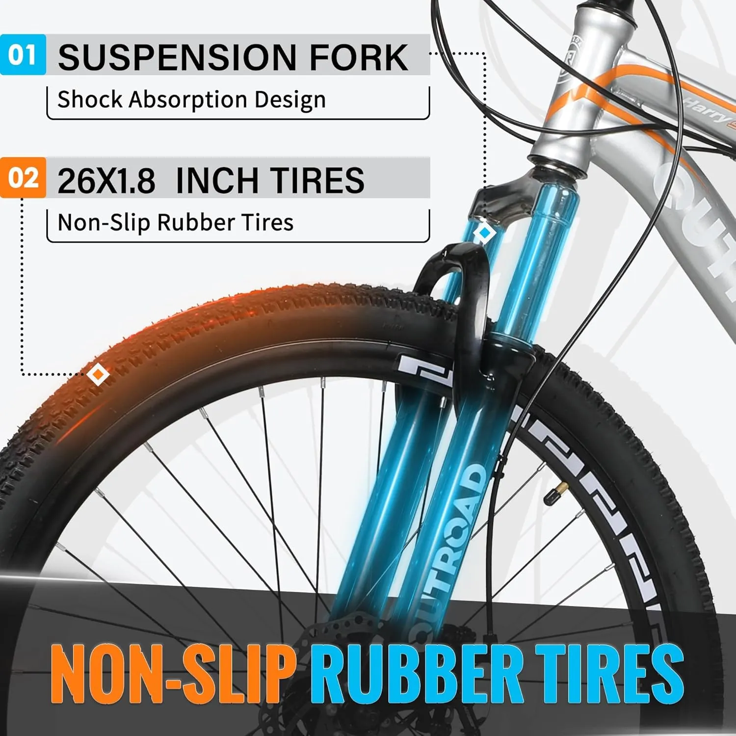 Hardtail Mountian Bikes with 7/21 Speeds Drivetrain, 26 Inch Wheel Mountian Bicycles with Front Suspension, Widened Frame Commuting Bikes with V/Dual Disc Brakes
