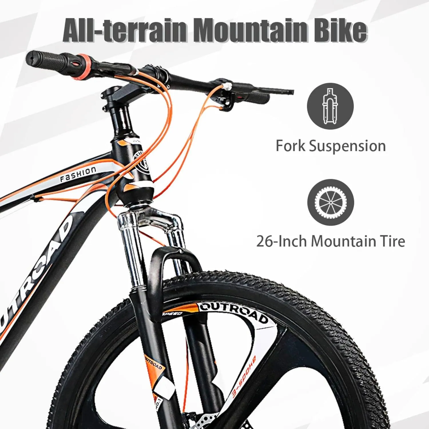 Hardtail Mountian Bikes with 7/21 Speeds Drivetrain, 26 Inch Wheel Mountian Bicycles with Front Suspension, Widened Frame Commuting Bikes with V/Dual Disc Brakes