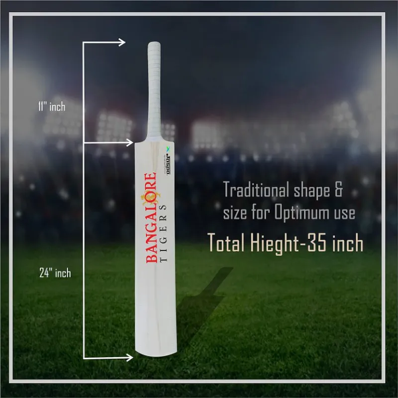Jaspo Wood Bangalore Tigers Scoop Cricket Set (1 Poplar Wood Willow Bat, 1 T-20 Cricket Ball) | 15  Years