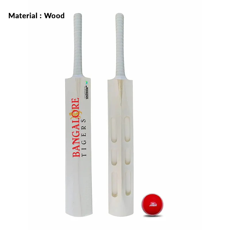 Jaspo Wood Bangalore Tigers Scoop Cricket Set (1 Poplar Wood Willow Bat, 1 T-20 Cricket Ball) | 15  Years