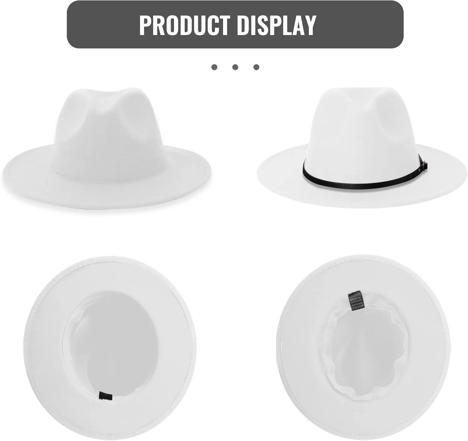 jingsha Fedora Hats for Men & Women Wide Brim Fedora Felt Panama Hat Men's Dress Hats with Belt Buckle