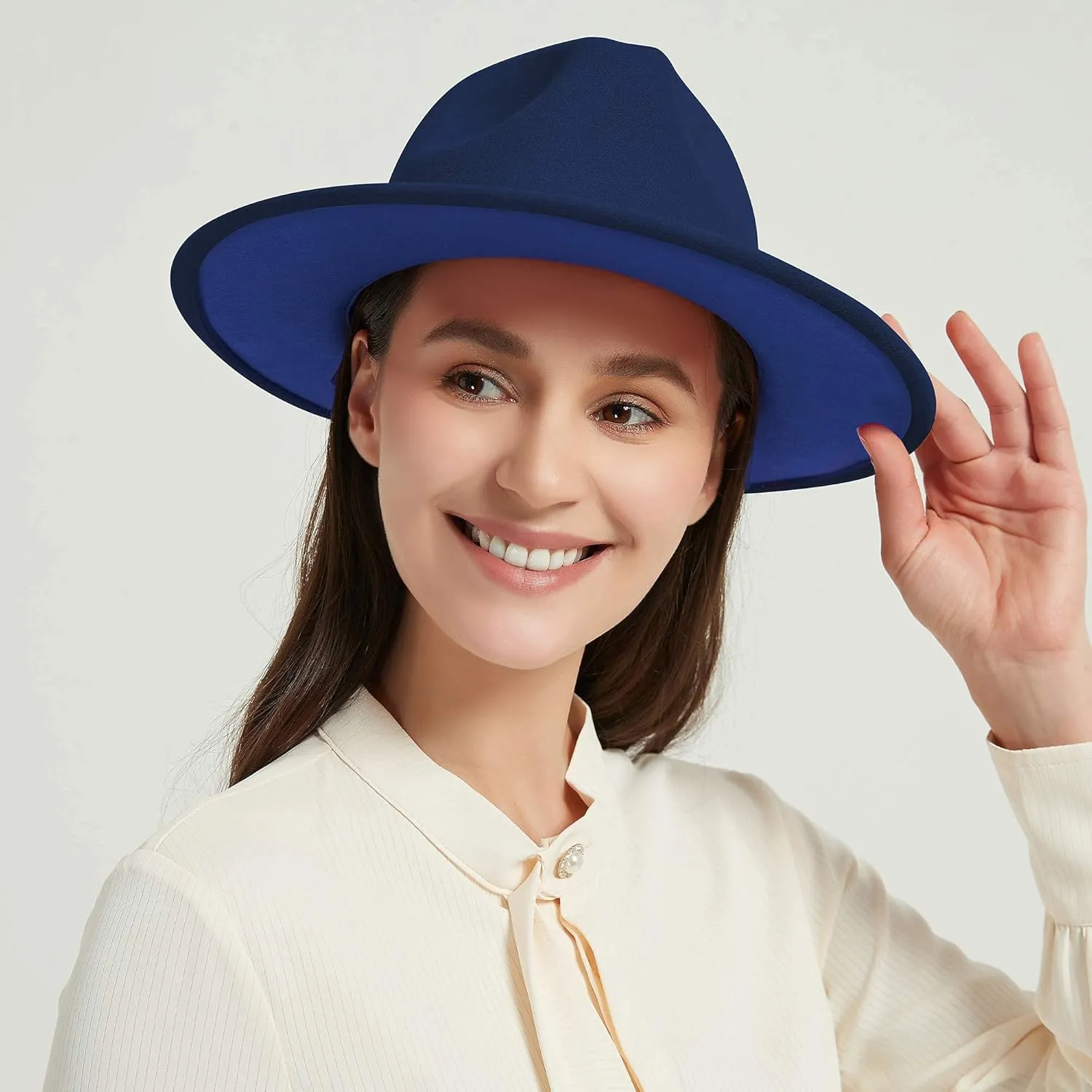 jingsha Fedora Hats for Men & Women Wide Brim Fedora Felt Panama Hat Men's Dress Hats with Belt Buckle