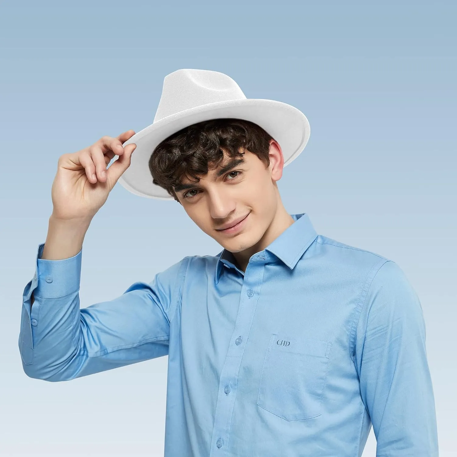 jingsha Fedora Hats for Men & Women Wide Brim Fedora Felt Panama Hat Men's Dress Hats with Belt Buckle