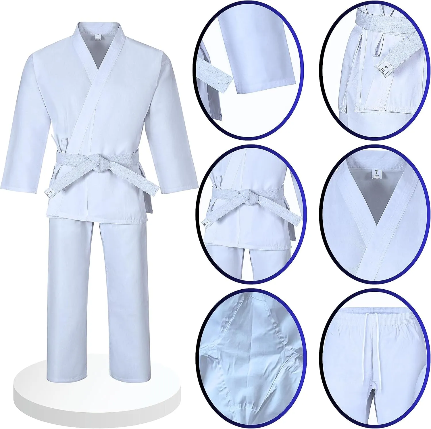 MACS Karate gi Martial Arts Elastic Drawstring Karate Uniform For Kids & Adult Lightweight Student Gi with Free Belt