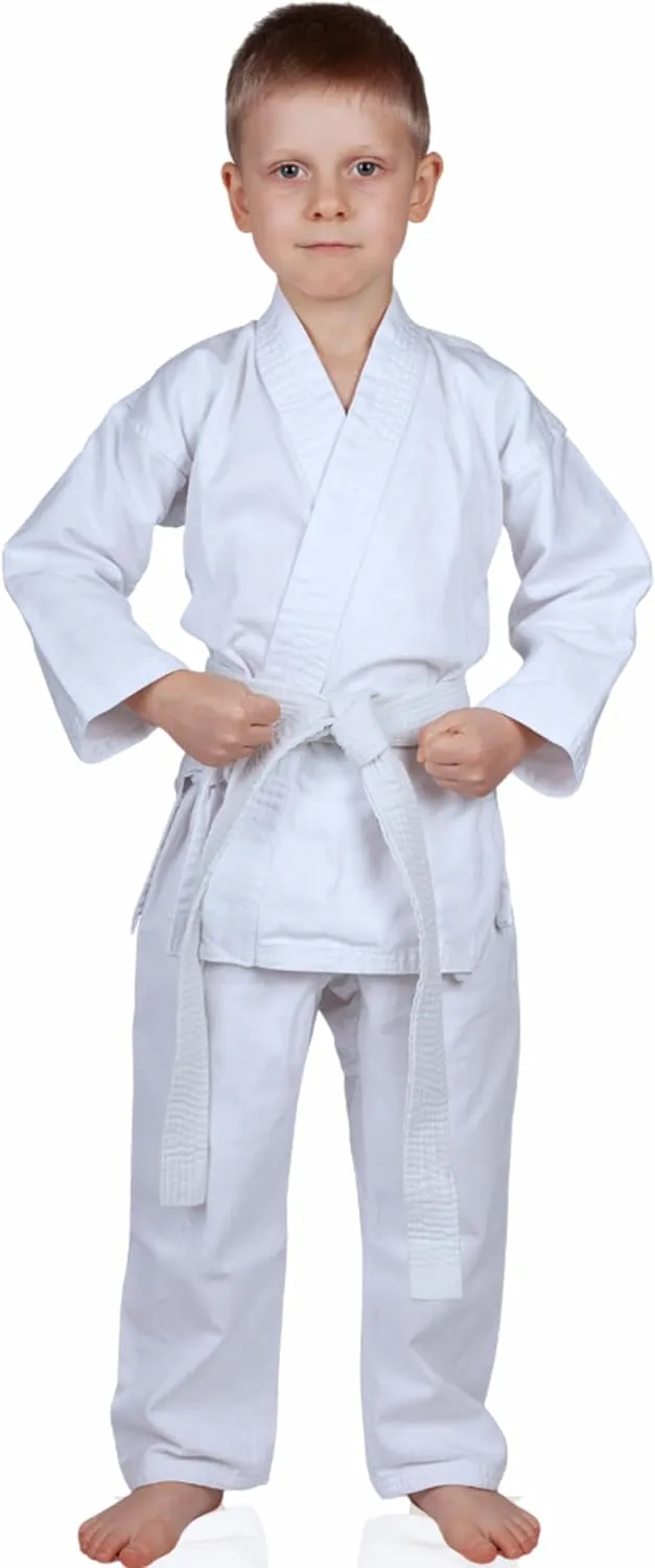 MACS Karate gi Martial Arts Elastic Drawstring Karate Uniform For Kids & Adult Lightweight Student Gi with Free Belt