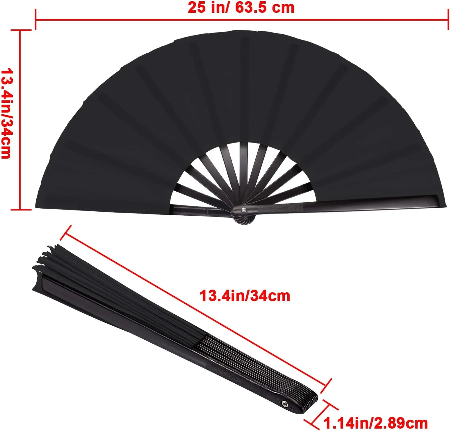 Maitys Large Clap Fans for Line Dancing Large Chinese Folding Hand Fans for Men and Women, Festival, Tai Ji, Kungfu, Martial Art, Gifts(Black,2 Packs)