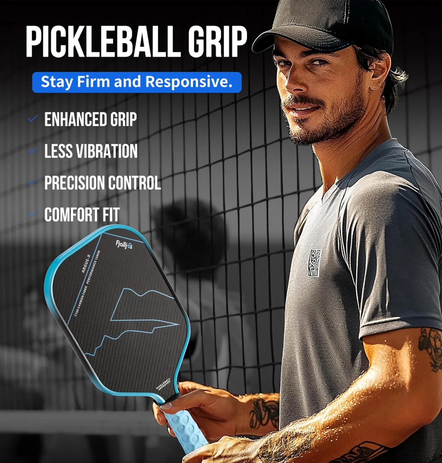 Pickleball Paddle Grip with 5.25" - Enhanced Pickle Ball Grips Overgrip for Vibration Reduction & Precision Control
