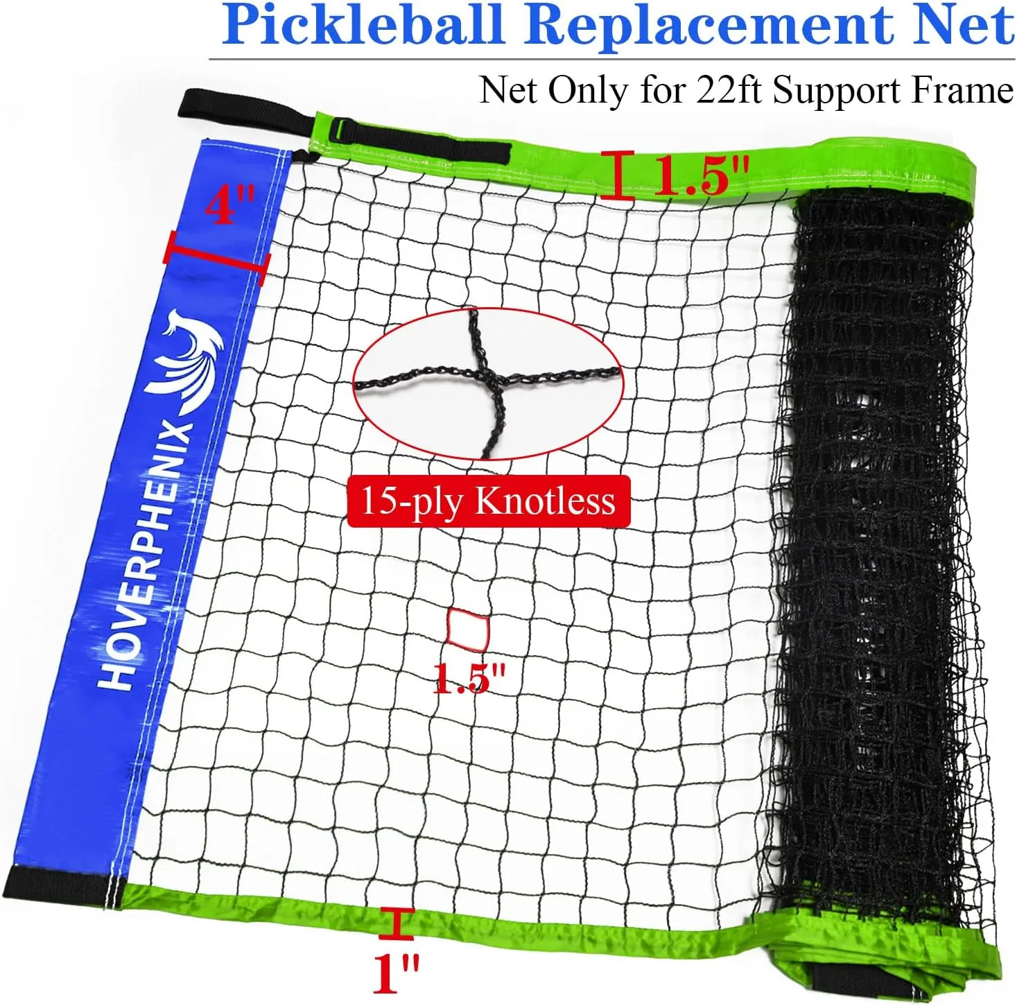 Pickleball Replacement Net 22ft x 3ft for Indoor or Outdoor Fits for Most Free-Standing Pickle Ball Frame Come with 4 Outdoor Pickle Balls (Net Only)