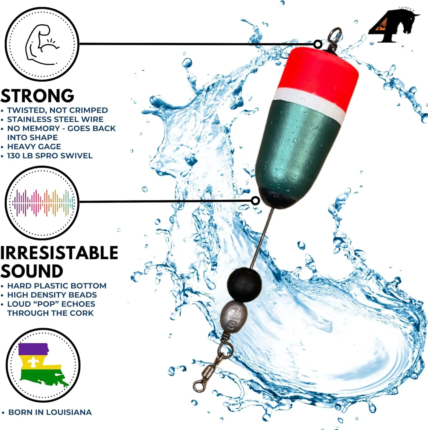 Popping Corks for Redfish and Speckled Trout - Durable Bobbers for Saltwater and Freshwater - Born in Louisiana