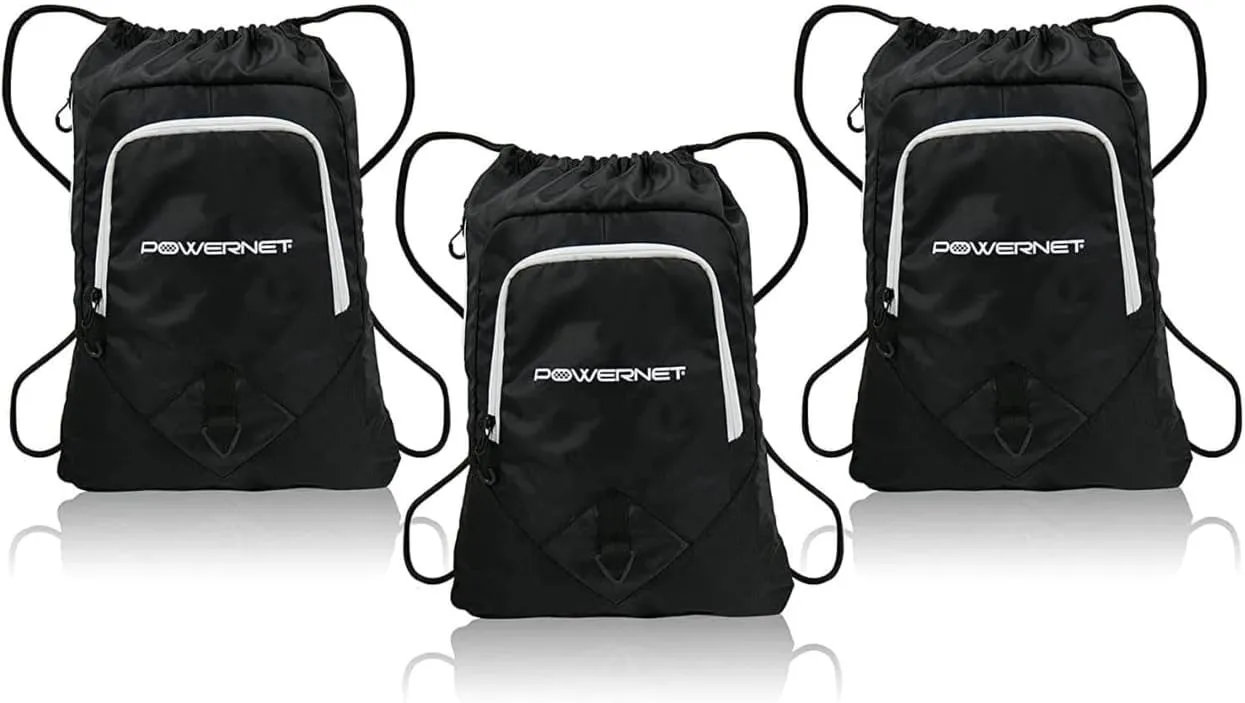 PowerNet Deluxe 2.0 Drawstring Backpack, Large Main Pocket with Zippered Pockets, Durable Drawstring Bag, Perfect Travel or Sports Bag with Cinch Close Straps