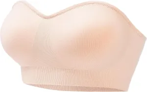 PRETTYWELL Strapless Bra for Women Comfort Non-Slip Seamless Padded Bandeau Bras Wireless Tube Top Bra with Multi-Way Straps