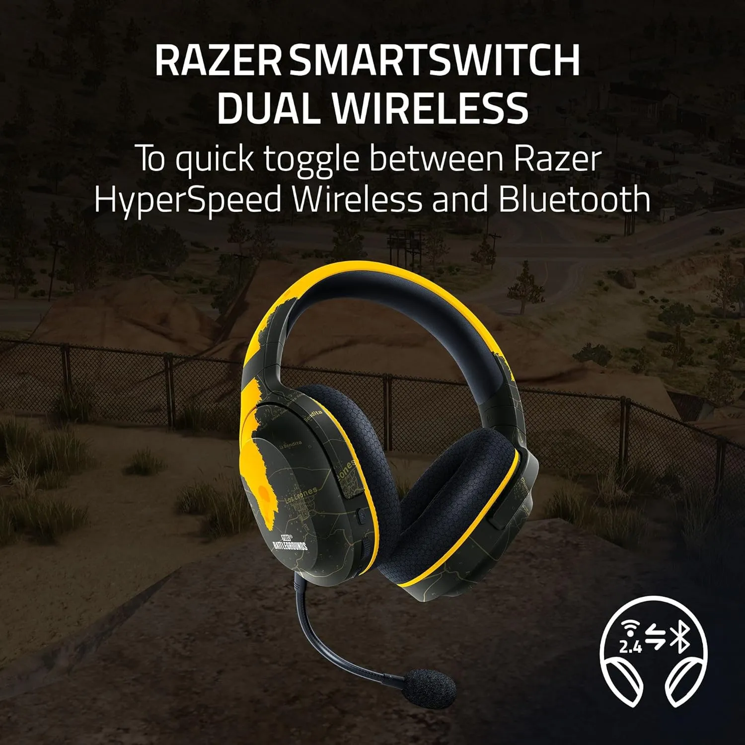 Razer Barracuda X Wireless Gaming & Mobile Headset (PC, PlayStation, Switch, Android, iOS): 2.4GHz Wireless   Bluetooth - Lightweight - 40mm Drivers - Detachable Mic - 50 Hr Battery - PUBG Edition