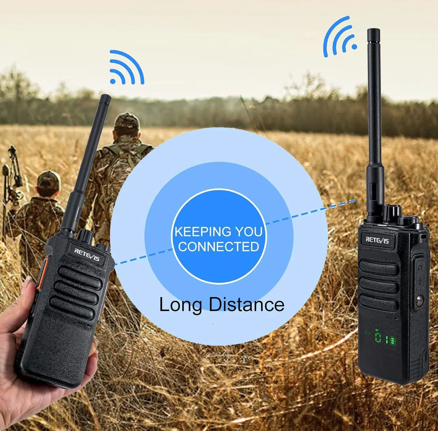 Retevis RT86 Emergency Two Way Radios Long Range,Professional Walkie Talkies with 2600mAh Rechargeable,Alarm,Flashlight,Shatterproof Display,Handheld 2 Way Radio for Off-Roading Overland Farm(2 Pack)