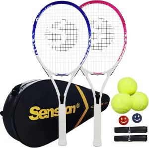 Senston Tennis Rackets for Adults 27 inch Tennis Racquets - 2 Player Tennis Racket Set with 3balls,2 Grips, 2 Vibration Dampers