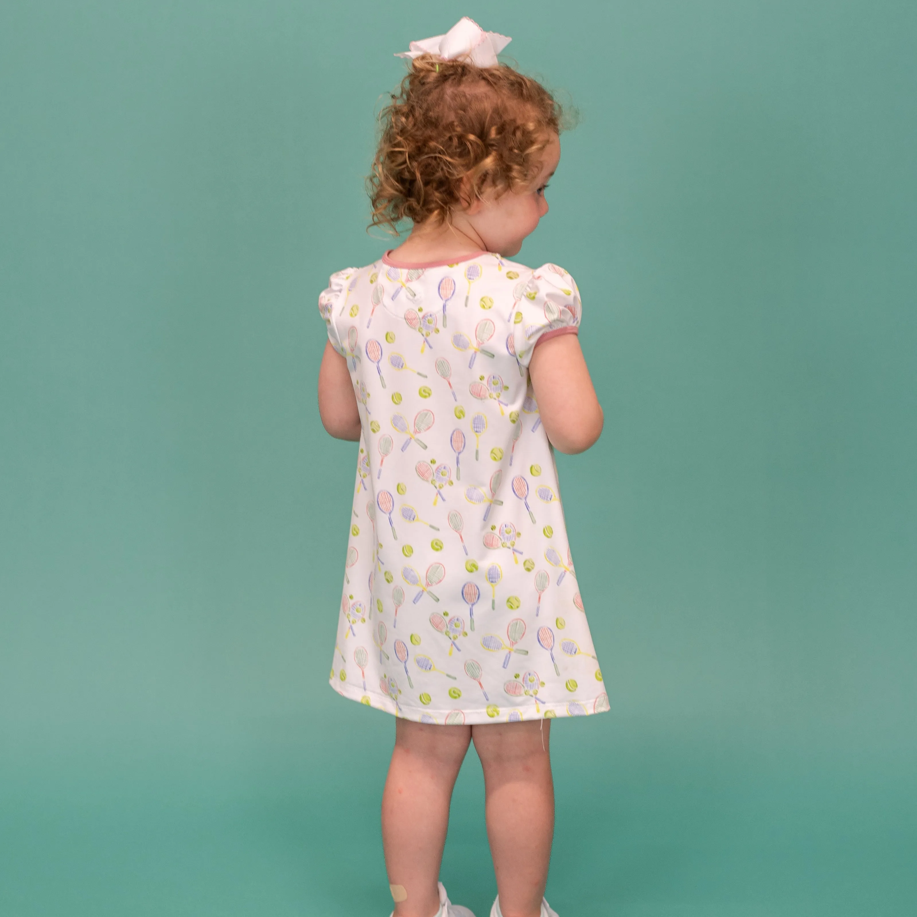 Sofia Girl Swing Dress - Racket Print