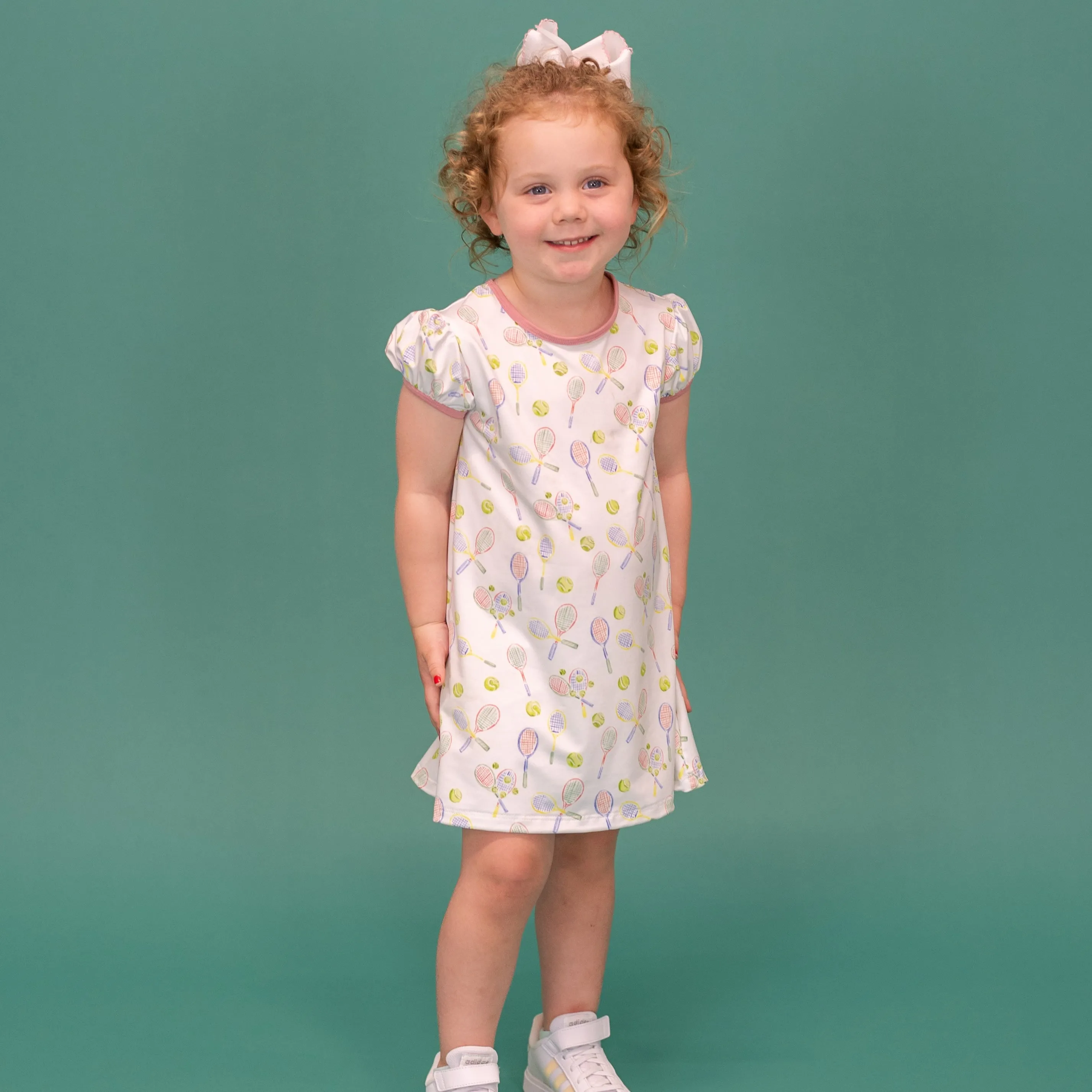 Sofia Girl Swing Dress - Racket Print