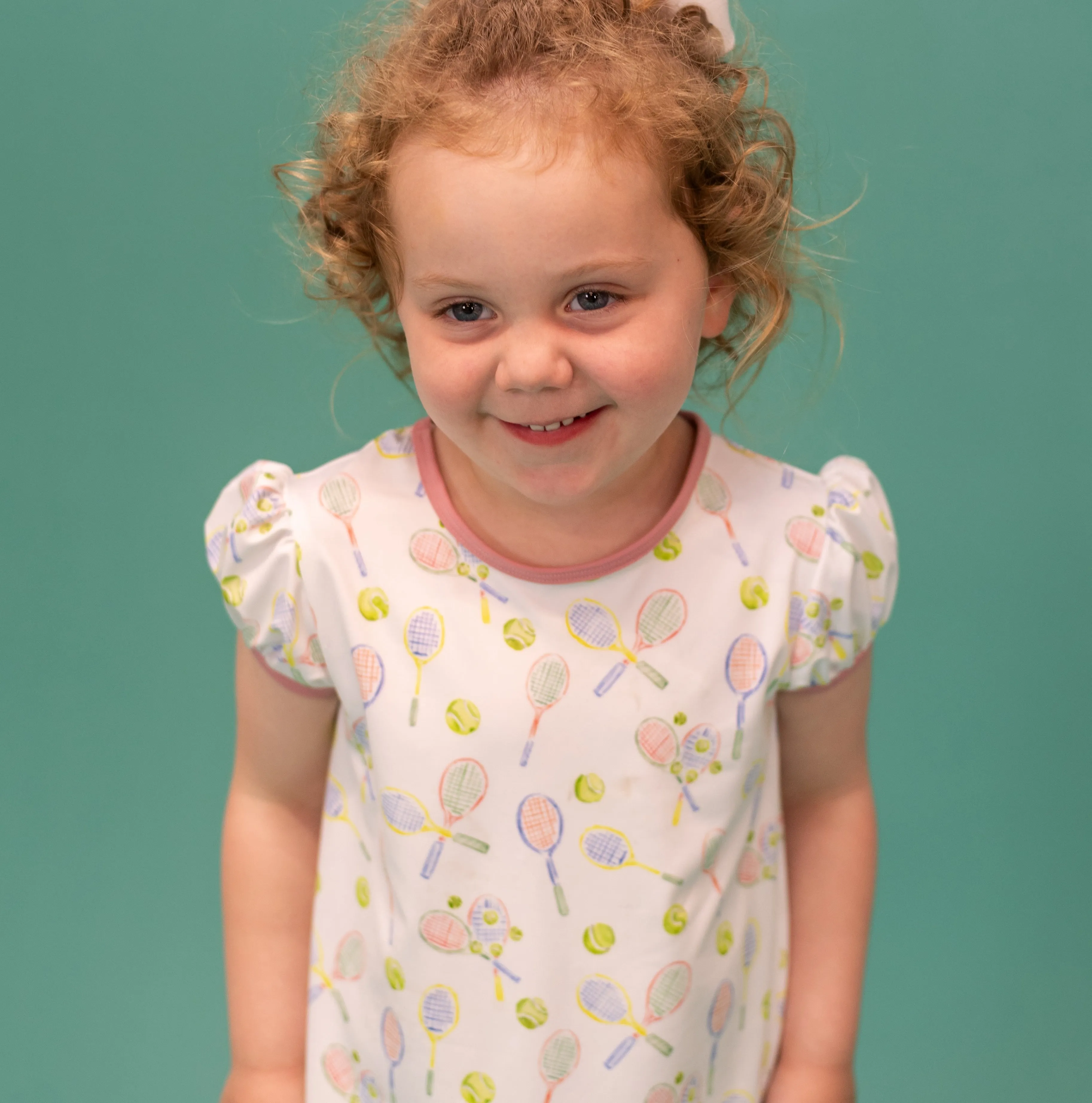 Sofia Girl Swing Dress - Racket Print