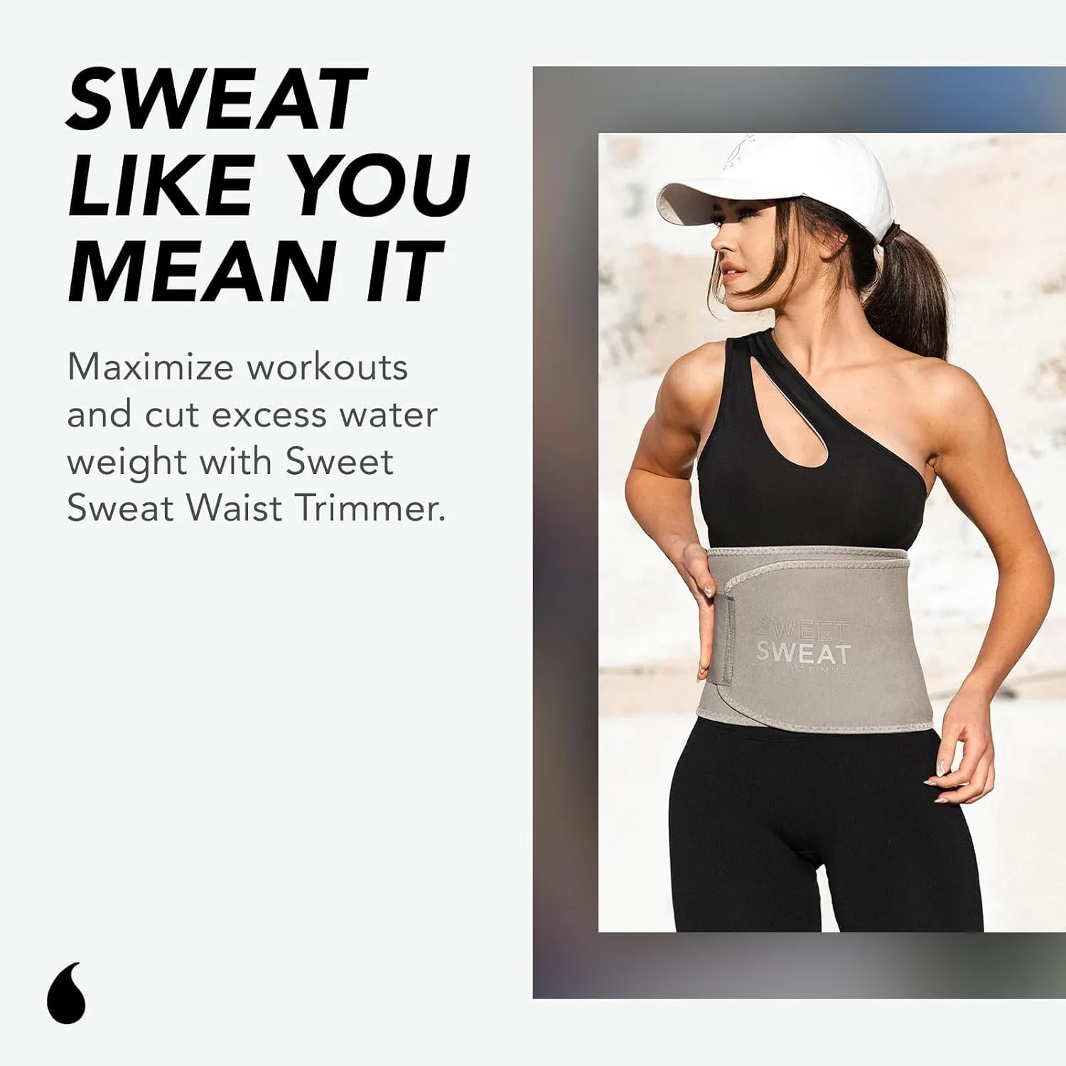 Sports Research Sweet Sweat Waist Trimmer - Premium Sweat Enhancing Fitness Belt for Women & Men - 5 Adjustable Sizes