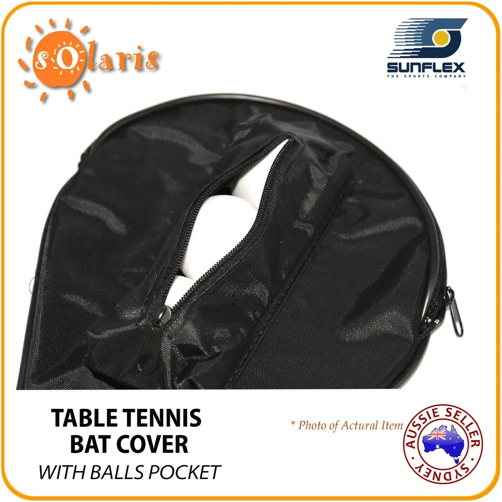 SUNFLEX BAT SAFE Table Tennis Bat Cover with Ball Pocket Nylon Full Racket Case