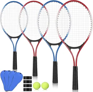 Tennis Rackets for Kids Recreational 21" Tennis Racquet Lightweight Tennis Racket with Tennis Balls for Training Beginners with Overgrips Carry Bag