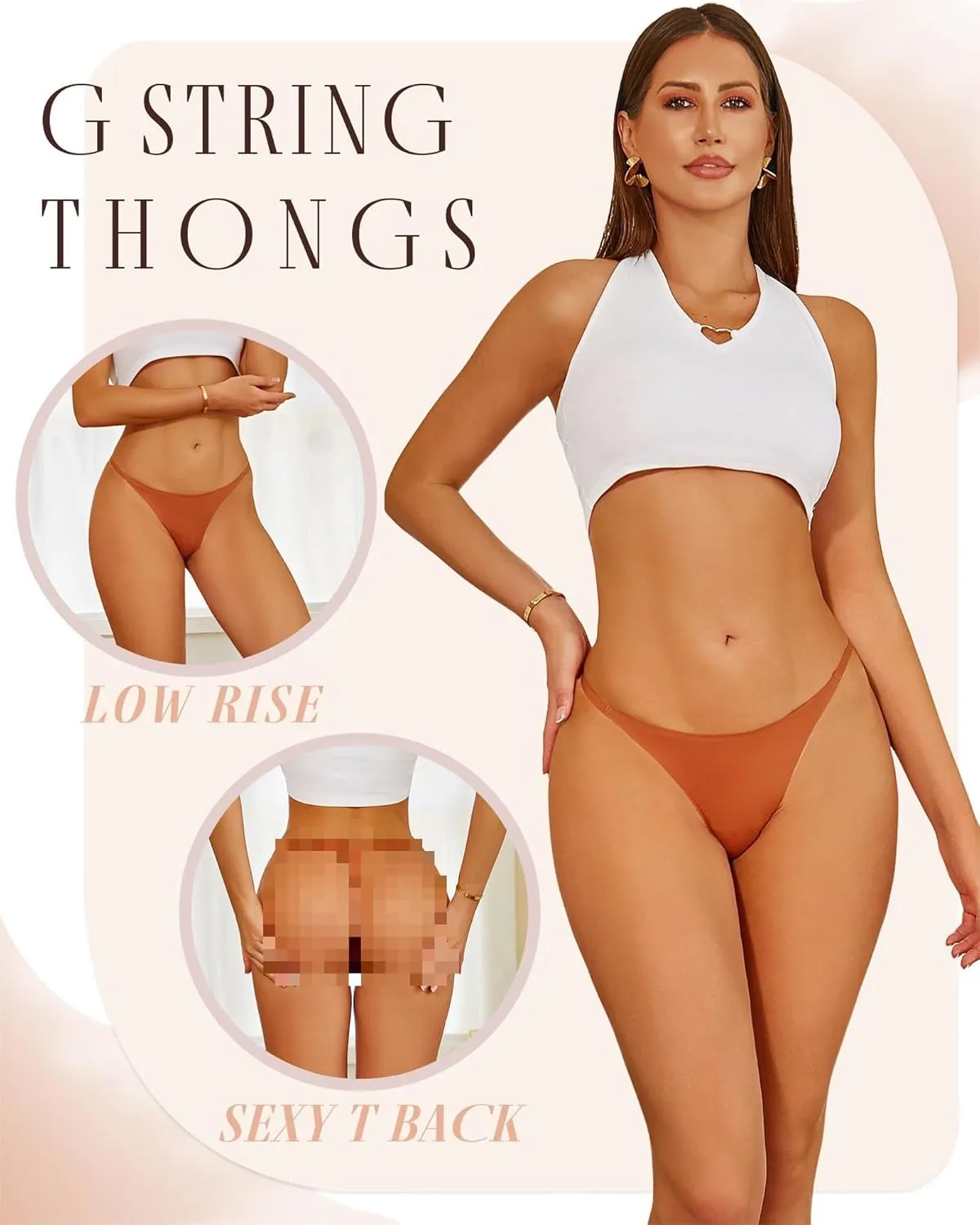 UNDER THE SEA 10 Pack G String Thongs for Women Seamless Underwear Low Rise No Show Thong Stretch Womens Panties Sexy XS-XL