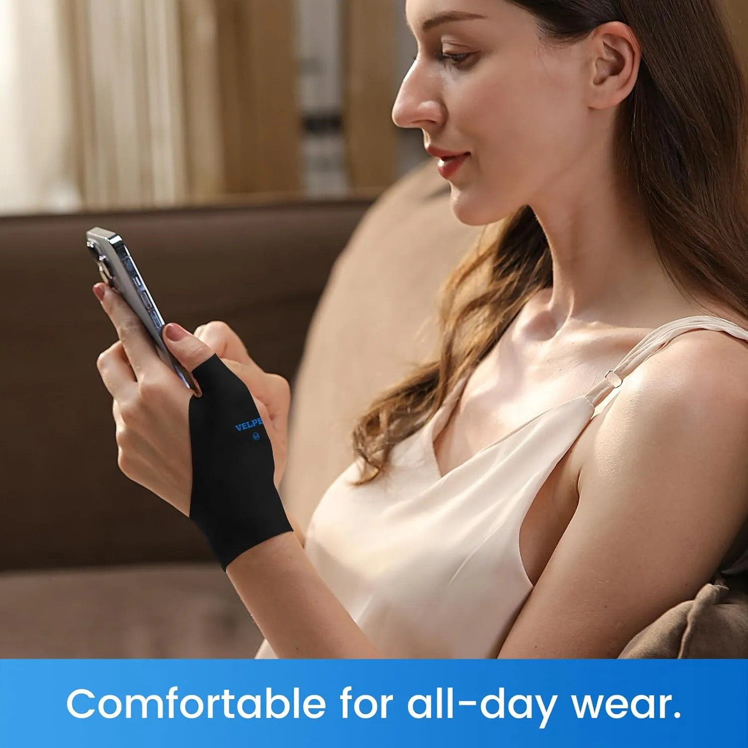 Velpeau Elastic Thumb Wrist Support Brace (Pack of 2), Splashproof Compression Sleeve for Arthritis Pain, Tendonitis, Sprains, Sports, Splint Liner, Fits Left & Right Hands (Black, Long Version, S)